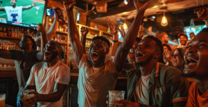 Des gens dans un bars sportifs