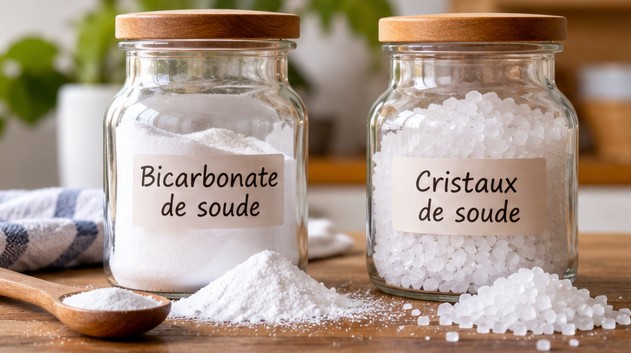 Cristaux de soude et bicarbonate de soude